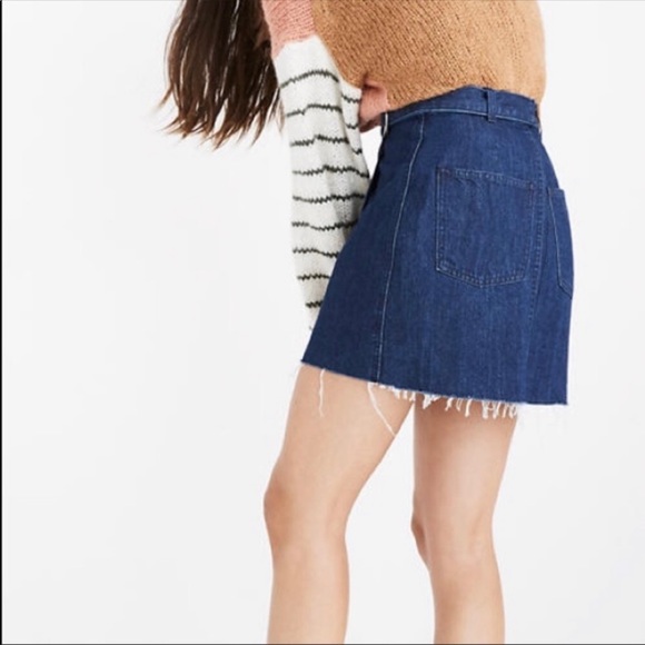 Madewell Raw Hem Denim Wrap Mini Skirt - Picture 2 of 9